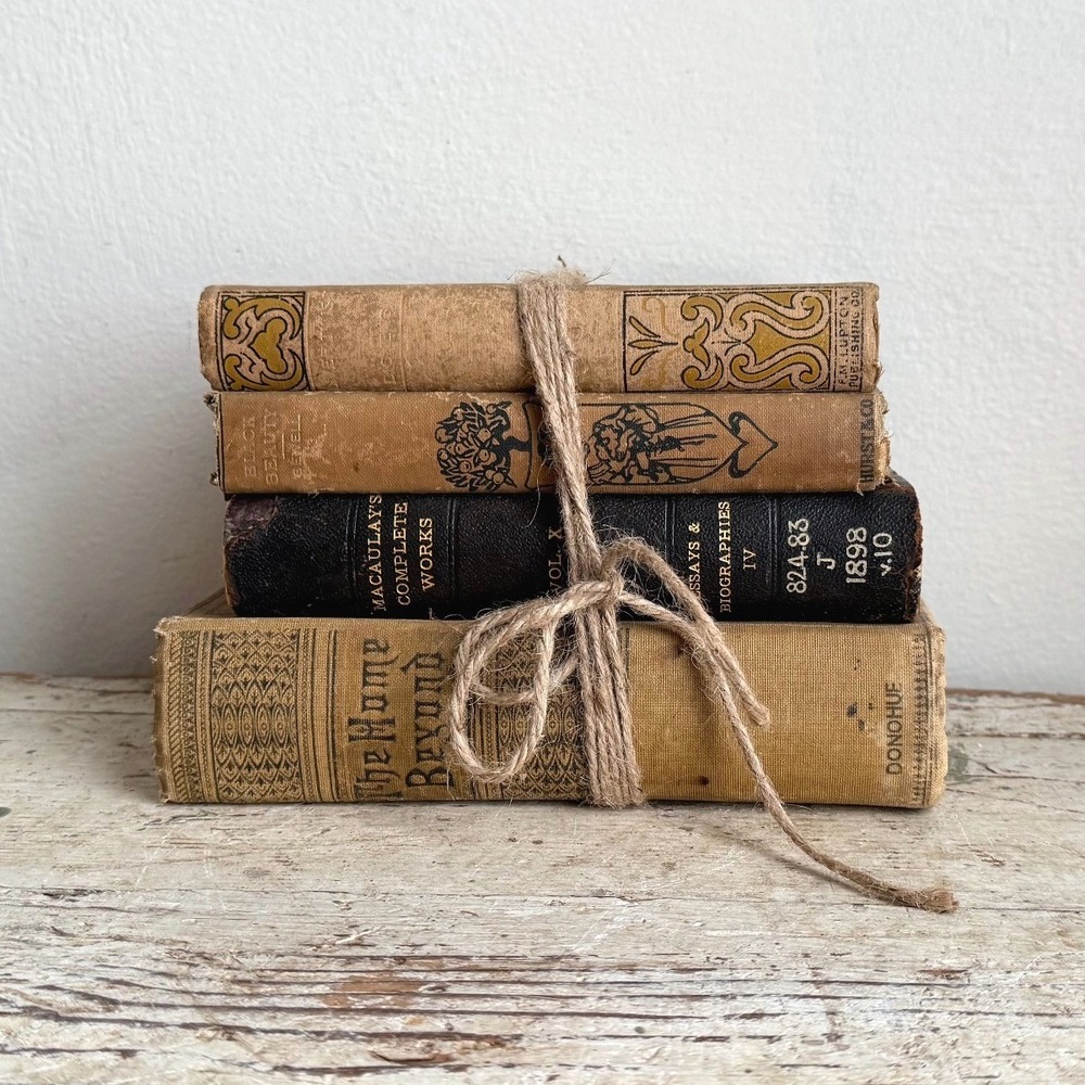 Vintage Antique Book Bundle Black Beauty Oliver Twist Macaulay 1898 Decor 4pc